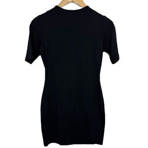 Nasty Gal Half Sleeve Fitted Dress Sz S Black Bodycon Tight Classic Waitress EUC